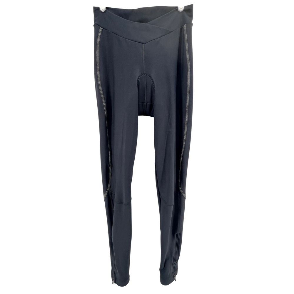 Performance Womens Large Thermal Cycle Tights Black Padded Chamois Zipper Ankle